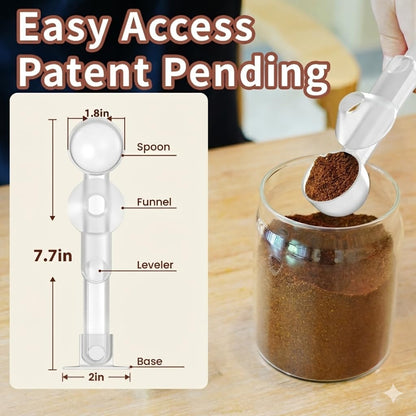 Coffee Scoop with Funnel for Ground Coffee, Protein Powder & Tea, for Reusable K Cup Refiller, 2TBSP Mess-Free, Funnel Design Prevents Spills (Black, 2-Pack)