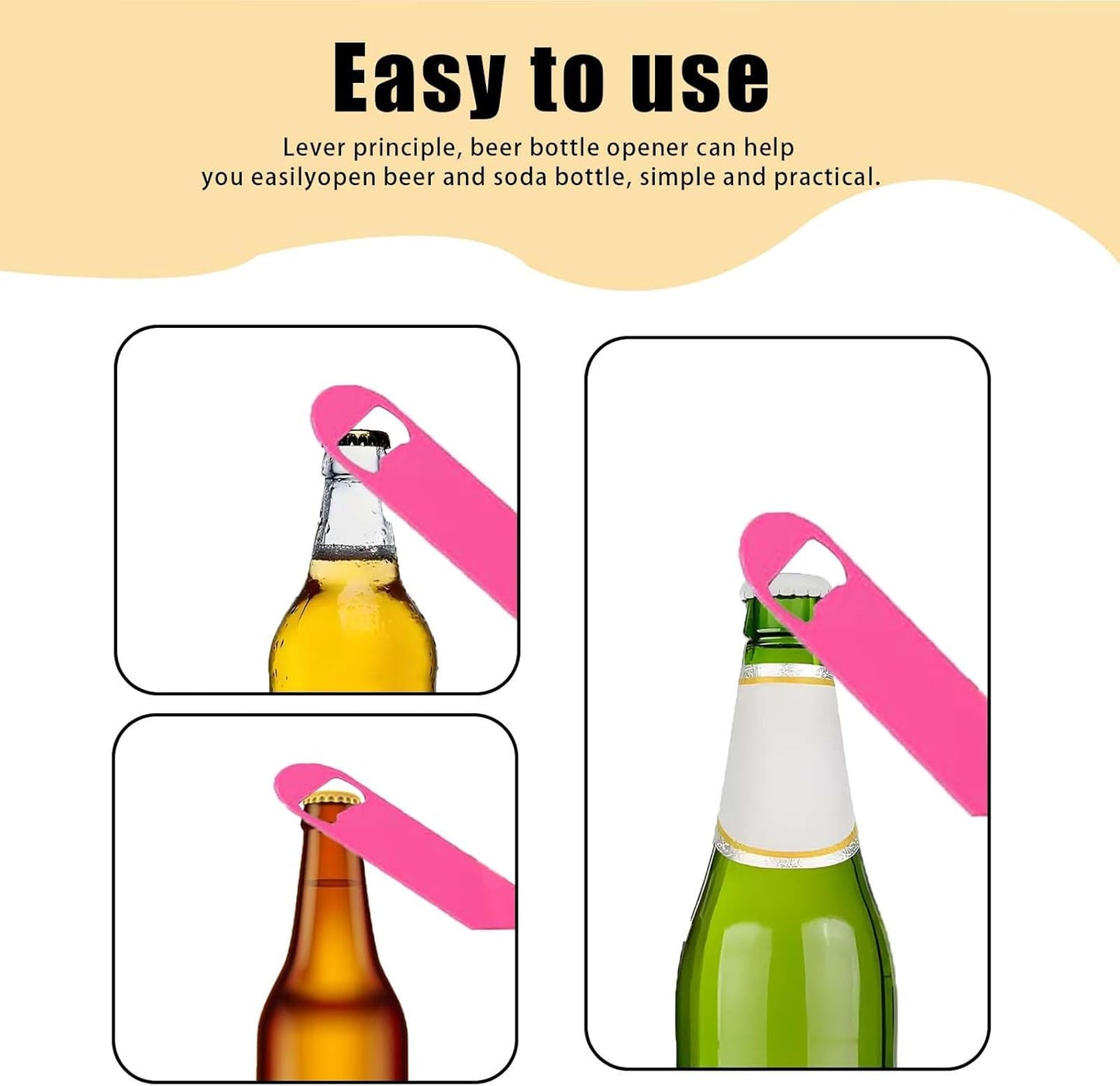 5 Pcs Pink Stainless Steel Heavy Duty Flat Bottle Openers, 7 Inch Solid Beer Opener for Bartenders, Bars, Kitchens, Weddings, Birthday Parties