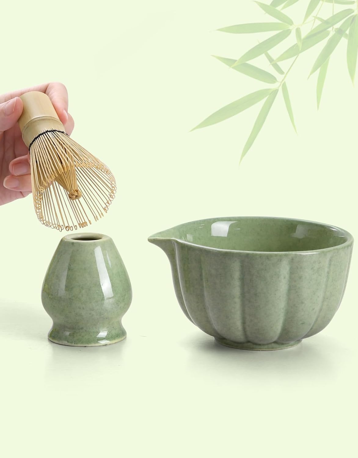 Matcha Whisk Set, 7 Pcs, Matcha Kit Includes Matcha Bowl, Matcha Whisk and Holder, Bamboo Scoop, Spoon, Sifter and Tea Towel, Matcha Set, Gift for Matcha Lovers & Beginners (Pink)
