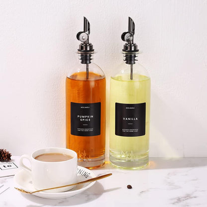 Molimoli - Premium Olive Oil Dispenser Bottles for Kitchen with Pourer - Oil and Vinegar Dispenser Set, Glass Dispenser for Kitchen, Dispenser Bottle of 350ml - Set of 2
