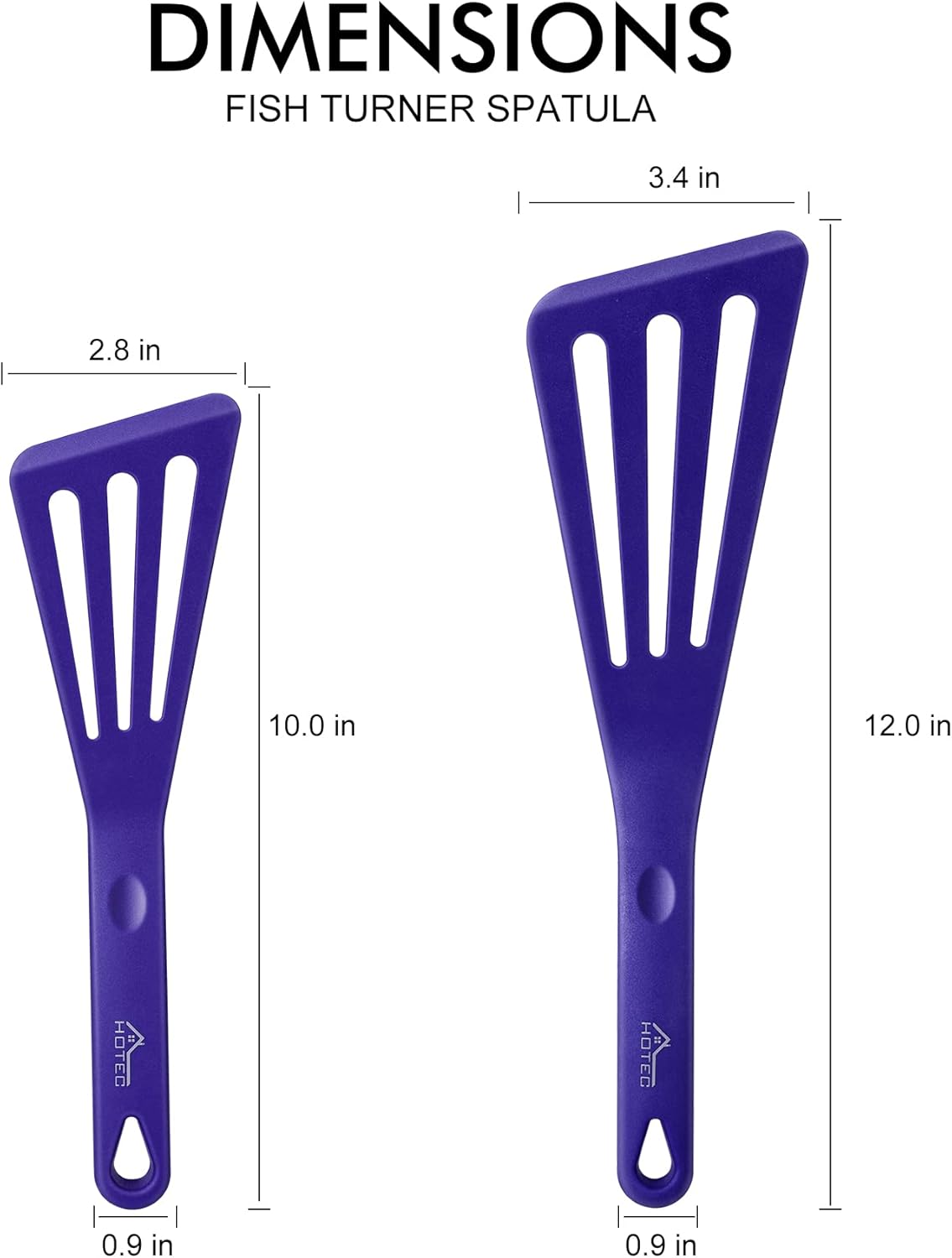 HOTEC 600℉ Heat Resistant Silicone Slotted Fish Turner Spatula Set, BPA Free Flipper Cooking Spatulas, for Non Stick Cookware Dishwasher Safe, Black