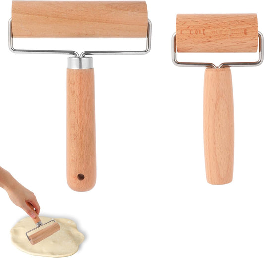 2pcs Hand Wooden Pastry Roller, 2 Size Non-Stick Small Mini Rolling Pins for Pizza Dough Pastry Bread Tortilla Cookies Pie Dumplings Easy Clean Kitchen Baking Tools for Home Cooking