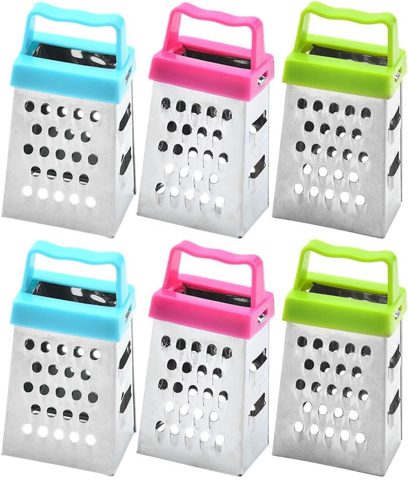 MAGICLULU Mini Cheese Grater Set of 6 with Stainless Steel Blades Multi-Function Kitchen Tool for Grating Cheese Garlic Ginger and Vegetables Non-Slip Handle Compact 2.63X1.45X1.06 Inch