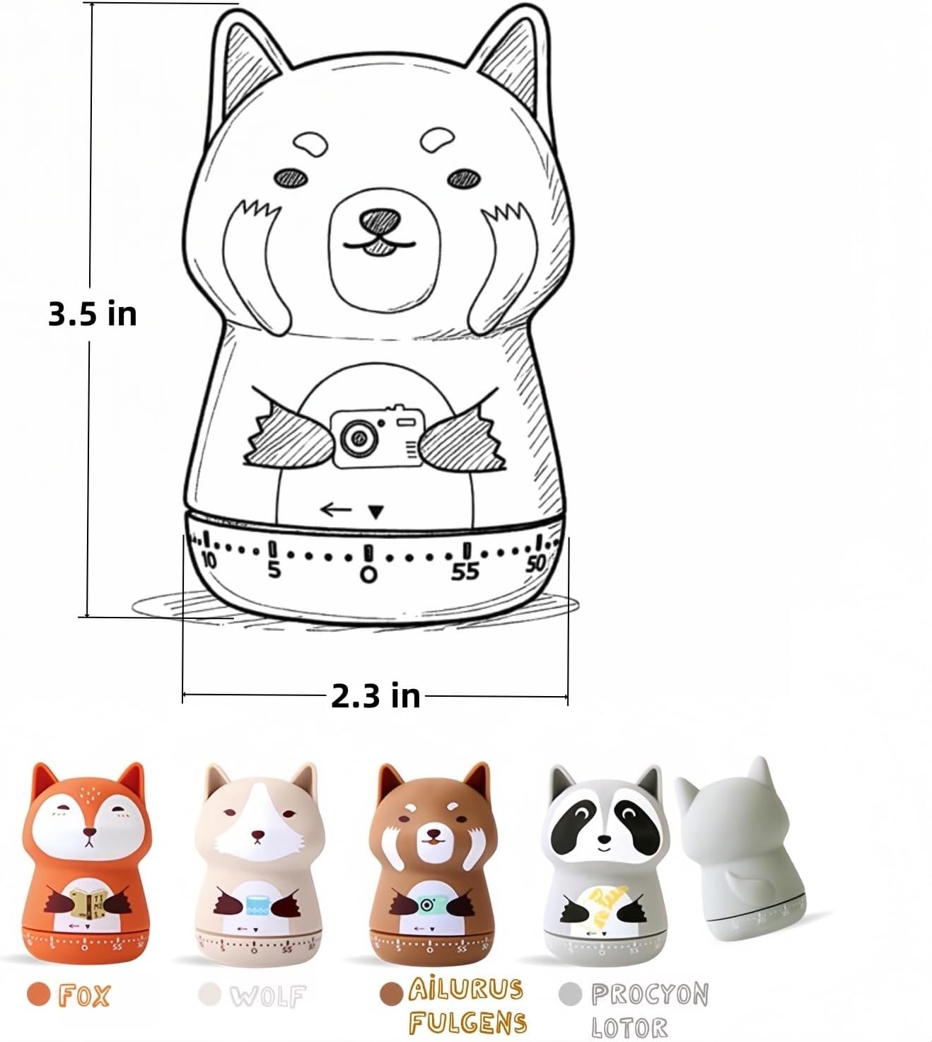 Mechanical Kitchen Timer,Cute,Novelty,60 Minutes Manual Countdown,Kitchen Classroom Learning Cooking (Orange Fox)