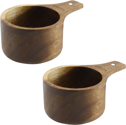 Oedema 2 Pcs Wooden Measuring Cup 1/4 Cup Mini Coffee Scoop Kitchen Measure Tool Measuring Spoon for Coffee Beans Tea