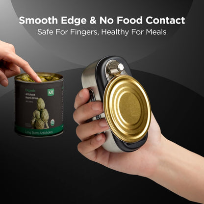 Kitchen Mama Orbit One Rechargeable Electric Can Opener: Hands-free, USB-C Charging, Automatic Stop, Smooth Edge, Safety, Blade for Large Cans, Heavy Duty, Soda and Pop Can, with Storage Box (White)