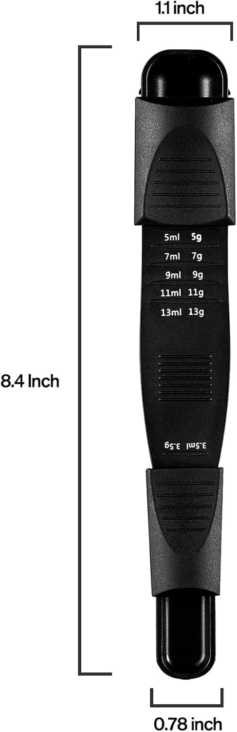 M&c Dual Sided Adjustable Measuring Spoon - Metering Spoon with Leveler in Gram & ML- For Dry or Liquid Ingredients, Baking, Cooking, Powder, Spices - Black 1pc