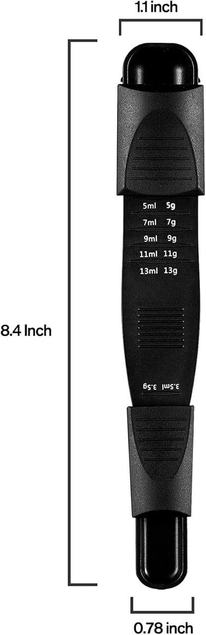 M&c Dual Sided Adjustable Measuring Spoon - Metering Spoon with Leveler in Gram & ML- For Dry or Liquid Ingredients, Baking, Cooking, Powder, Spices - Black 1pc