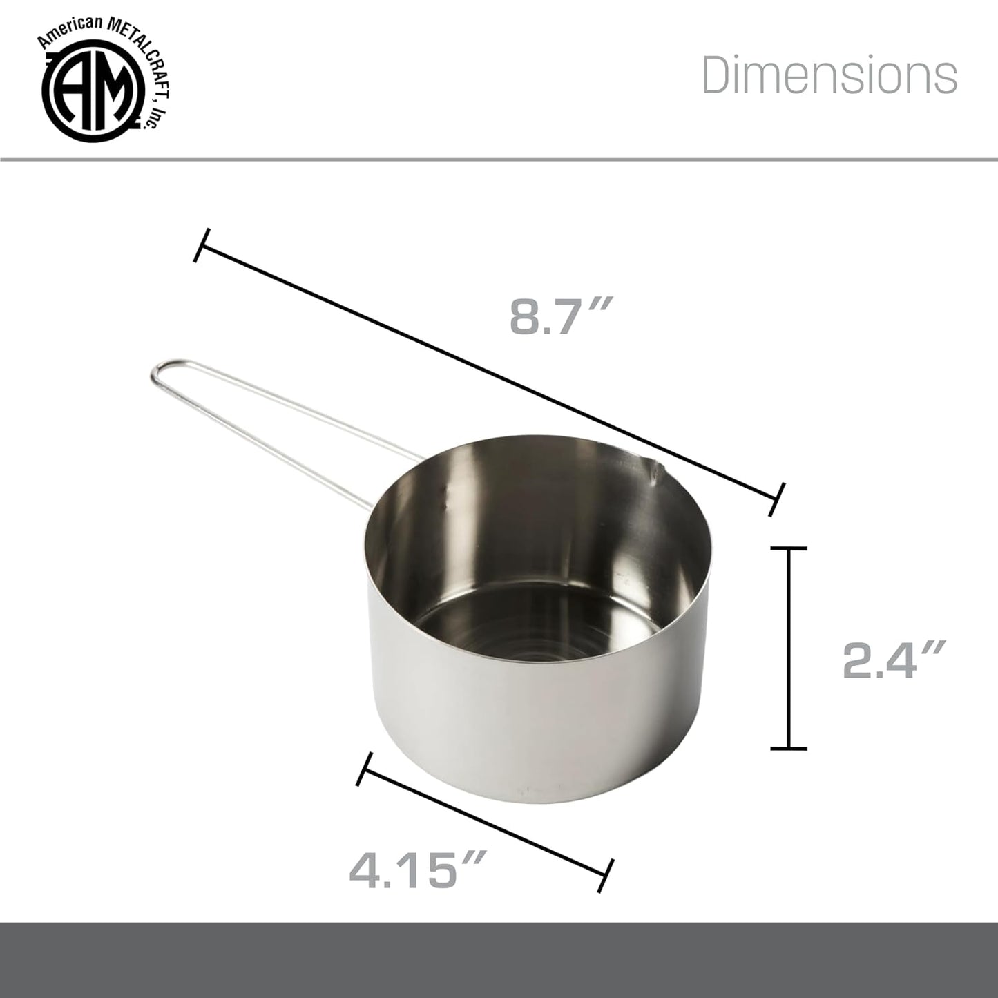 American METALCRAFT, Inc. 1/3 Stainless Steel Measuring Cup, Silver