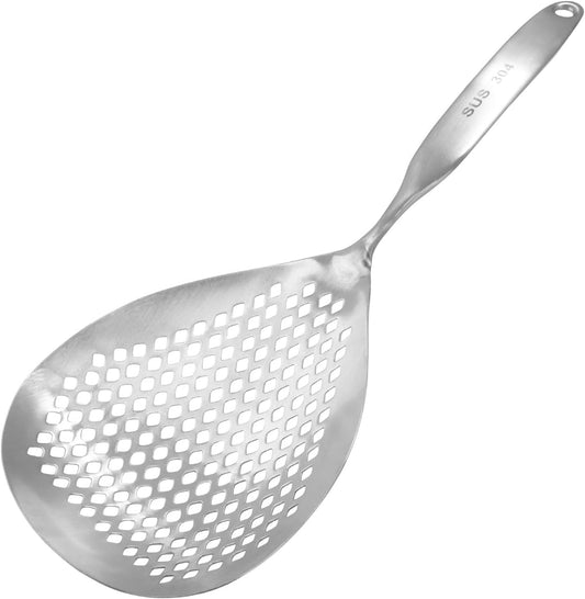 Jiozermi 2 Pcs Stainless Steel Skimmer Slotted Spoon, Pasta Spider Strainer Ladle for Frying and Cooking, Durable 304 Stainless Steel Frying Strainer Spoon for Noodles, Pasta, and Vegetables