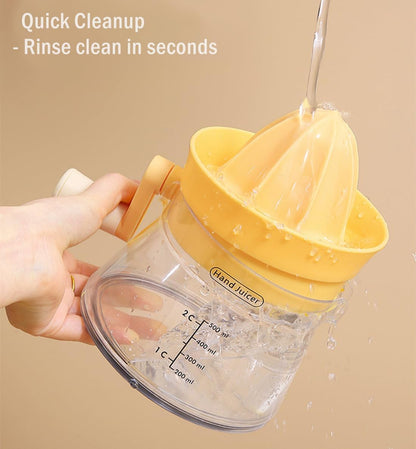 Manual Citrus Juicer with Rotating Crank-500ml Large Capacity Hand Press for Lemon Orange Lime Grapefruit | Max Extraction,Ergonomic Handle for Effortless Squeezing,Dishwasher Safe & Compact Storage