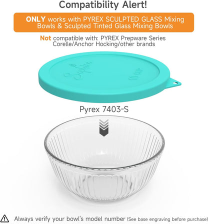 SOPHICO Silicone Replacement Lids for Pyrex Sculpted Glass & Tinted Glass Bowls Mixing Bowls（4 size）