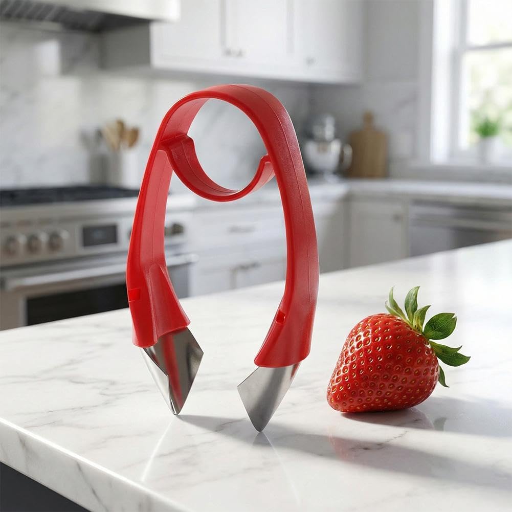 Strawberry Huller Stem Remover, Pineapple Corer Tool, Stainless Steel Tomato Corer and Fruit Veggie Hulling Tool for Pineapple Eyes, Non-Slip Ergonomic Kitchen Gadget for Berry Prep, Baking, Salad