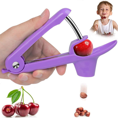 Cherry Pitter Tool, Heavy-Duty Cherry Seed Core Remover, Cherry Pitter Remover Tool with Space-Saving Lock Design, Pit Remover for Cherries (Green)