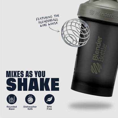 BlenderBottle Classic V2 Shaker Bottle Perfect for Protein Shakes and Pre Workout, 28-Ounce, Clear/Black