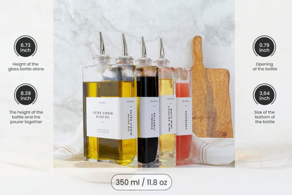 Molimoli Olive Oil Dispenser Bottle for Kitchen, Automatic Pourer, Glass Thin Bottle Dispenser for Kitchen, Olive Oil Cruet, | Set of 2 - Gold