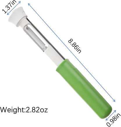 2-in-1 Retractable Fruit Corer and Peeler, Stainless Steel Vegetable Peeler and Core Remover Tool for Apples, Pears, Potato, Ergonomic Kitchen Gadget for Food Prep, Red, 8.86 x 1.3 in