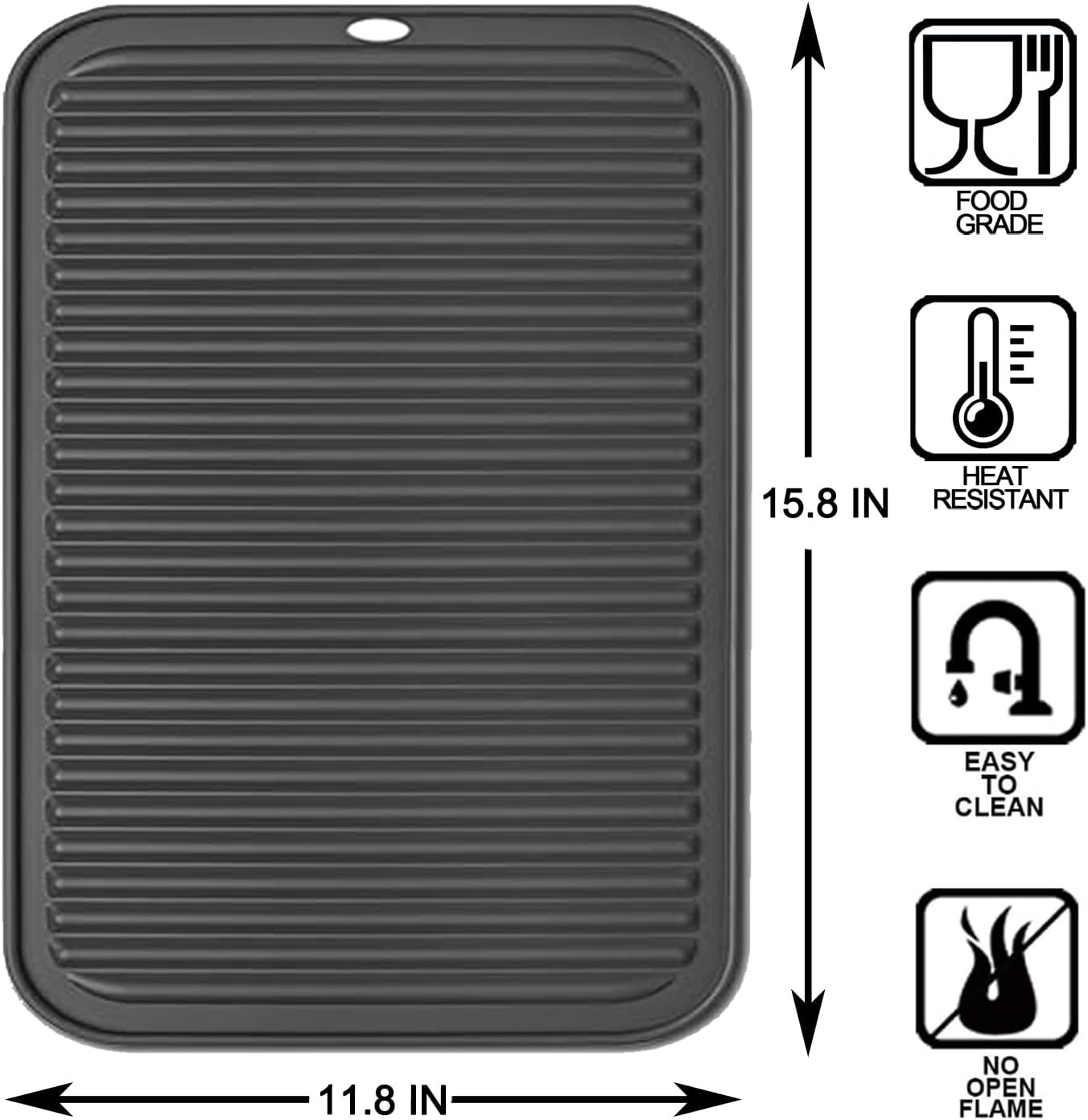 Extra Large Silicone Trivets for Hot Pots and Pans 16x12 Inch, Heat Resistant Hot Pads for Countertops, Hot Dishes, Pot Holders for Kitchen, 2 Pieces, Black