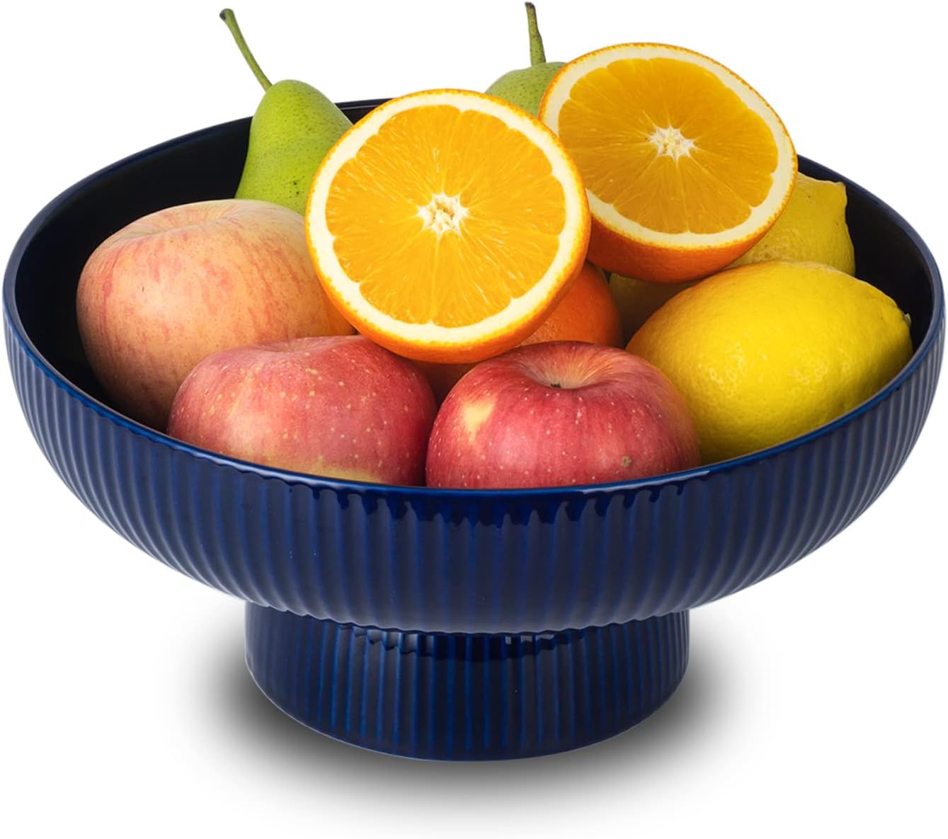 Ceramic Fruit Bowl with Draining Holes, 10" Large Fruit Basket with Multifunctional Removable Pedestal, Decorative Fruit Bowl for Table Countertop, Fruit and Vegetable Holder, Grey