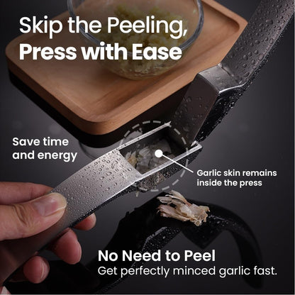 No Peeling Required Garlic Press Stainless Steel with Detachable Handle for Fine Mincing-Premium Garlic Mincer Tool, Rust-Proof, Easy to Clean, Dishwasher Safe Garlic Crusher with Lifetime Replacement