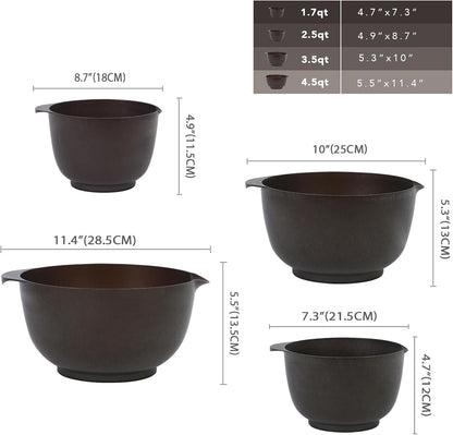 BoxedHome Nesting Plastic Mixing Bowl Set, 4 Piece Mixing Bowl Set with Pour Spouts, Size 1.7, 2.5, 3.5 and 4.5qt, for Prepping, Mixing, Baking, Cooking(2023 New Version, Pink)