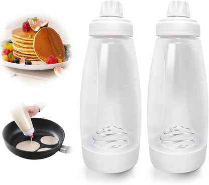 bCrush Pancake Batter Dispenser with Blender Balls, Equipped with Silicone Spatula Pancake Mixer Bottle, Kitchen Batter Squeezer Bottle Suitable for Cupcakes, Pancakes, and Muffins