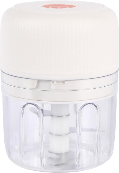 Electric Garlic Chopper, 250ML Food Chopper USB, Mini Vegetable Chopper, Garlic Mincer, Onion Chopper, Portable Small Food Processor (white), EDR00101