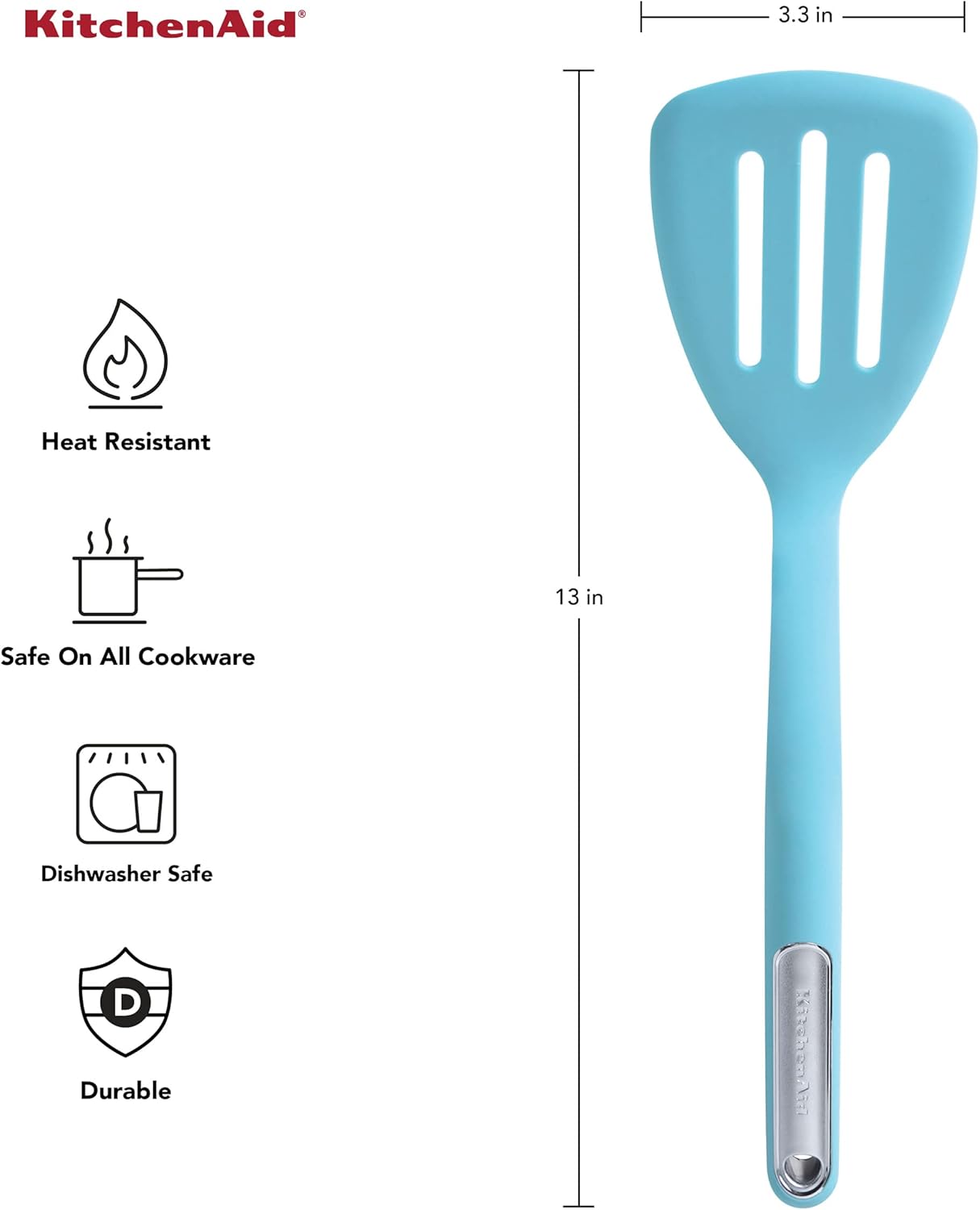 KitchenAid Silicone Slotted Turner, Aqua Sky