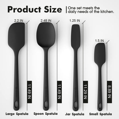 ChefAide 5 Pieces Silicone Spatula Set, Food Grade Rubber Spatula, Upgrade Strong Handle with Ergonomic Grip, Heat Resistant Up to 600°F for Nonstick Cookware, Cooking