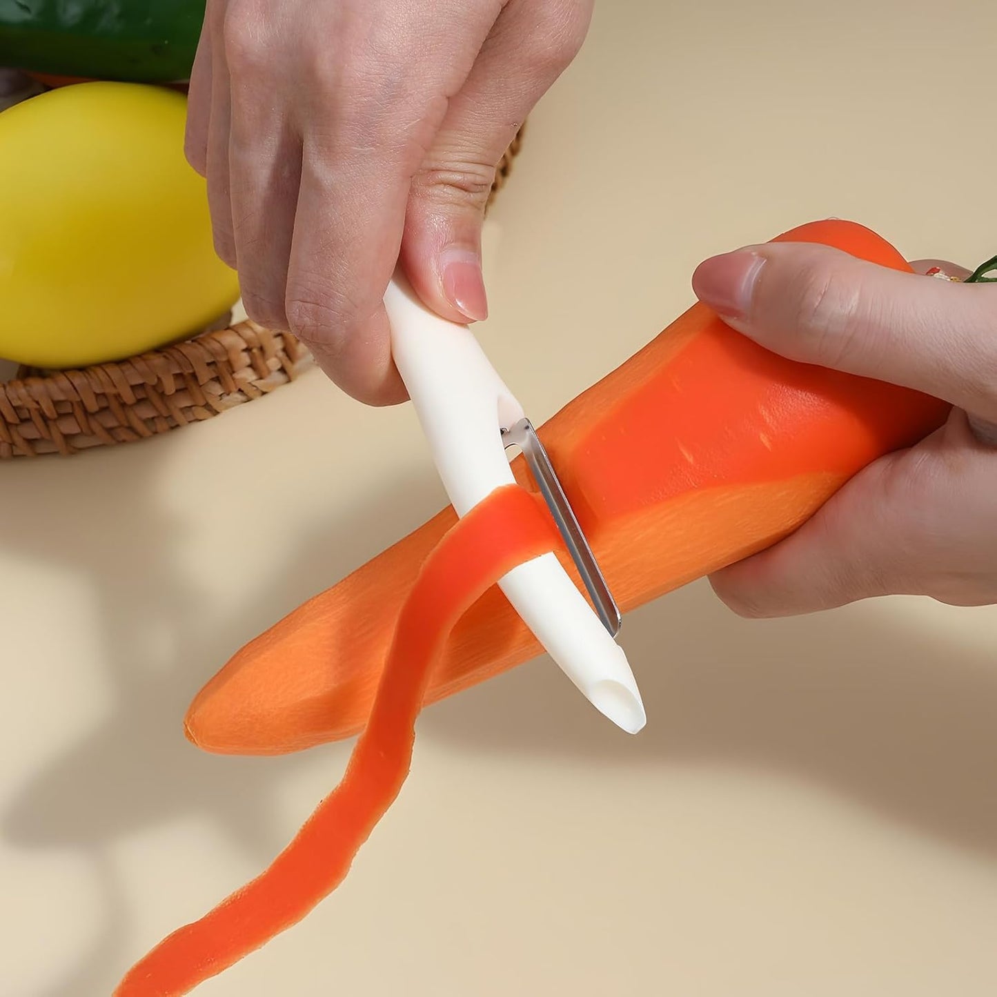 Mabor 2Pcs Stainless Steel Vegetable and Fruit Peeler, Swivel Straight Veggie Peelers for Kitchen Apple Carrot Cucumber Potato with Non-Slip Grip Handle
