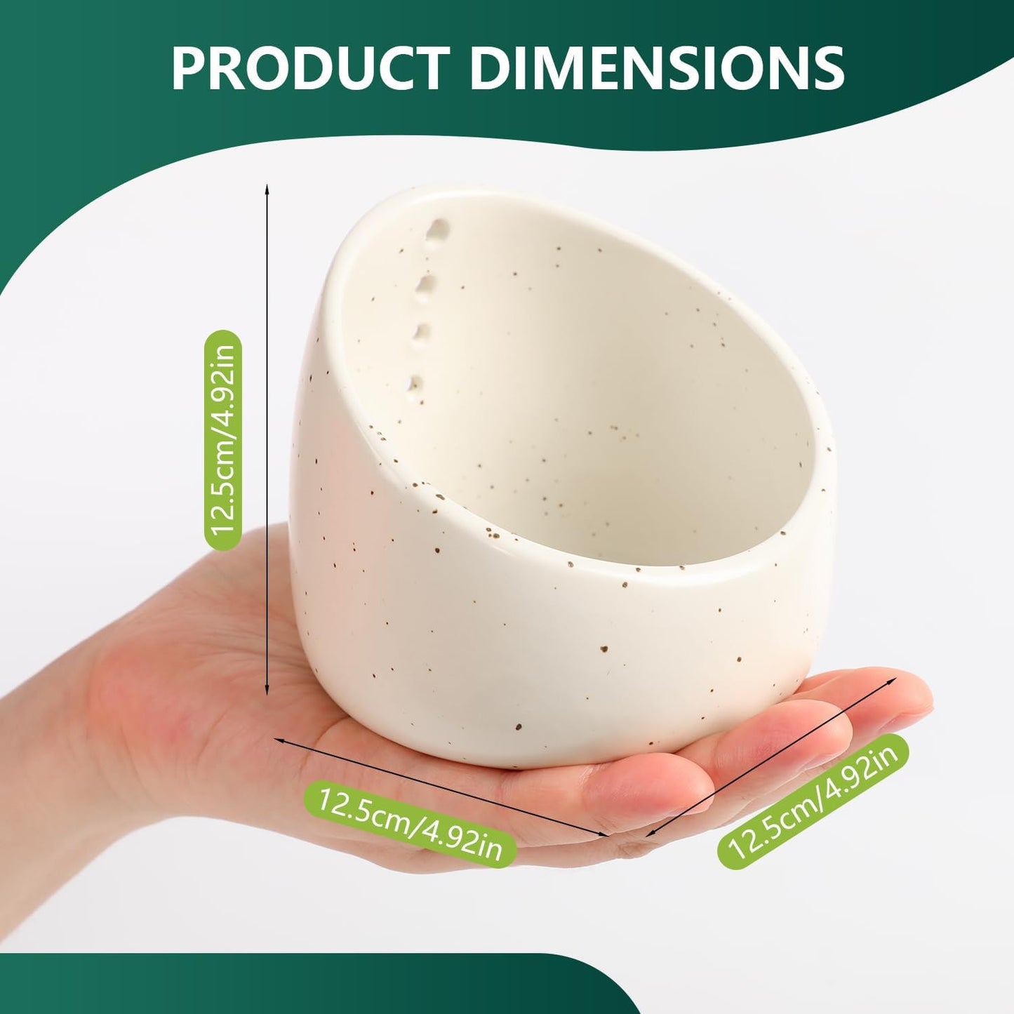 Pottery Herb Stripper Bowl, Handmade Ceramic Herb Peeling Bowl, for Separating Leaves and Stems (Green)