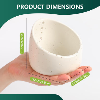 Pottery Herb Stripper Bowl, Handmade Ceramic Herb Peeling Bowl, for Separating Leaves and Stems (Green)