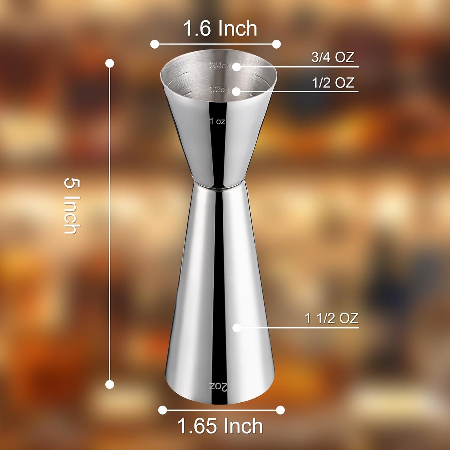 Briout Jigger for Bartending, Double Cocktail Jigger Japanese Premium 304 Stainless Steel Jigger 2 OZ 1 OZ with Measurements Inside