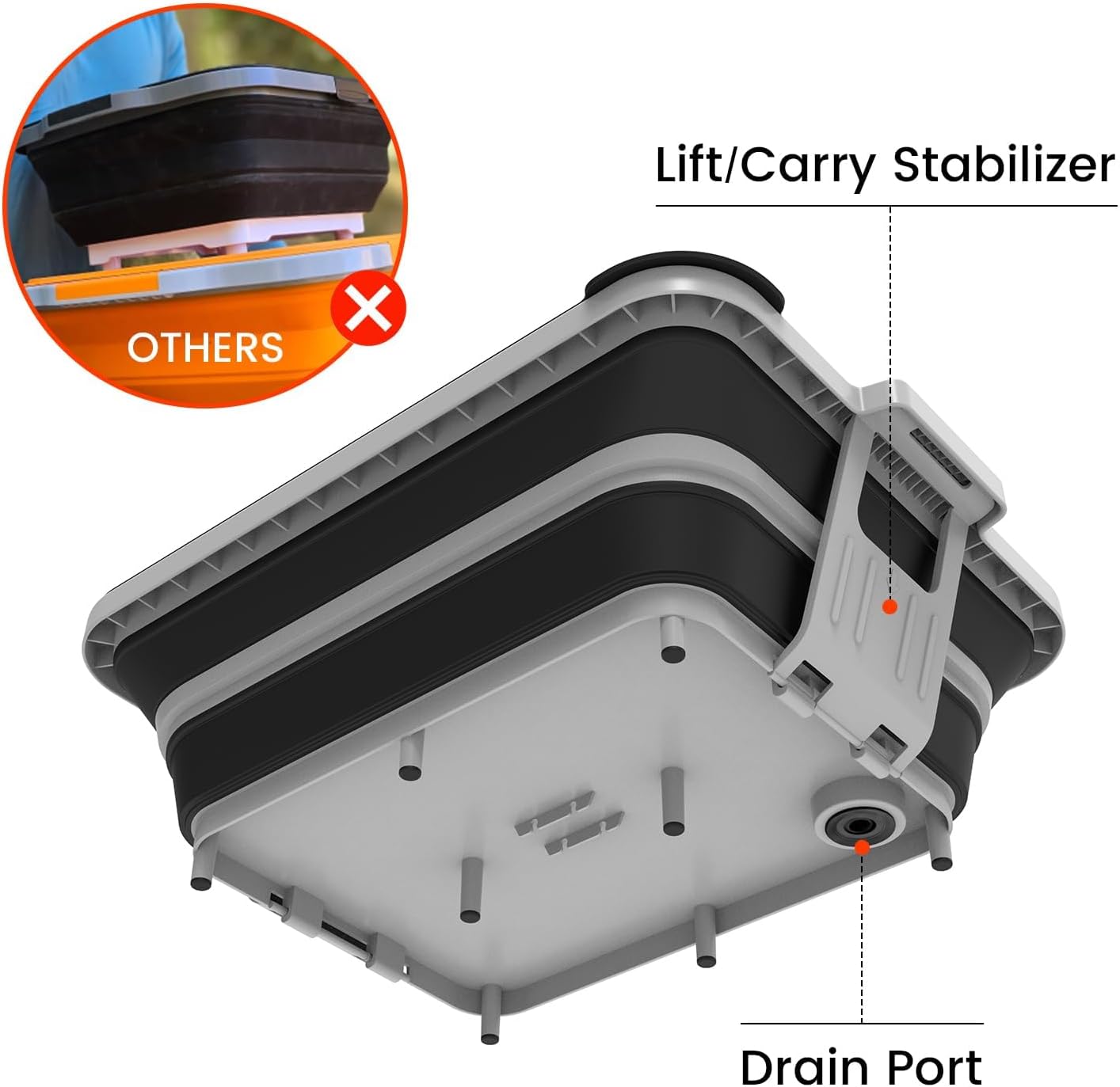 Collapsible BBQ Prep Tub with Locking Cutting Board Lid - 17.5" Meat Marinating Container & Brisket Prep Station, Space-Saving Portable Sink for Grilling, Camping & RV