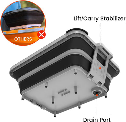 Collapsible BBQ Prep Tub with Locking Cutting Board Lid - 17.5" Meat Marinating Container & Brisket Prep Station, Space-Saving Portable Sink for Grilling, Camping & RV