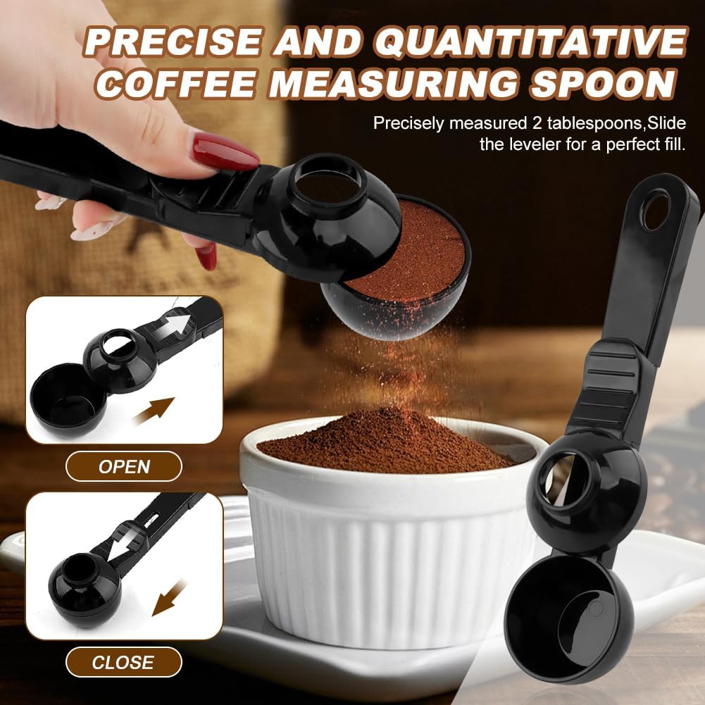 Coffee Scoop & Funnel for K-Cups Reusable, Coffee Spoon with Slide Scoop Measuring Scoo p with Funnel for Filling Water Bottles for Ground Coffe e Protein Powder without Spilling