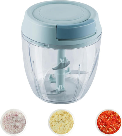 Garlic Chopper Mini Manual Hand Food Chopper for Kitchen Onion Dicer Crusher Garlic Mincer Blue 160ml