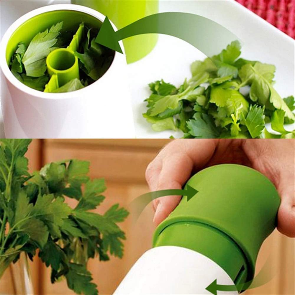 1 pc Herb Mill Chopper Cutter Mince Stainless Steel Blades Safely New ( Color: White & Green)