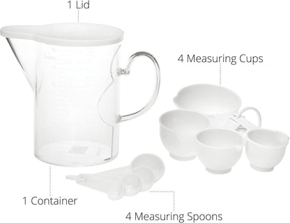 Measuring Cups and Measuring Spoons Set of 10 Pieces, Supreme Housewares Plastic Multi-Purpose Home Essentials Cooking, and Baking Tools BPA Free Dishwasher Safe for Liquid and Dry (Pink)