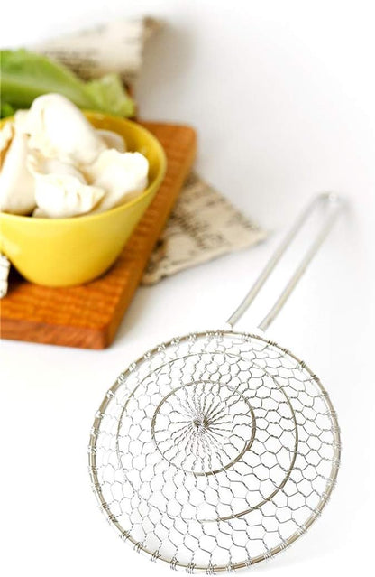 Hicook Stainless Steel Kitchen Spider Strainer Skimmer Ladle Food Dumpling Noodle Strainer for Pasta Spaghetti Noodles and Frying, 7 inches