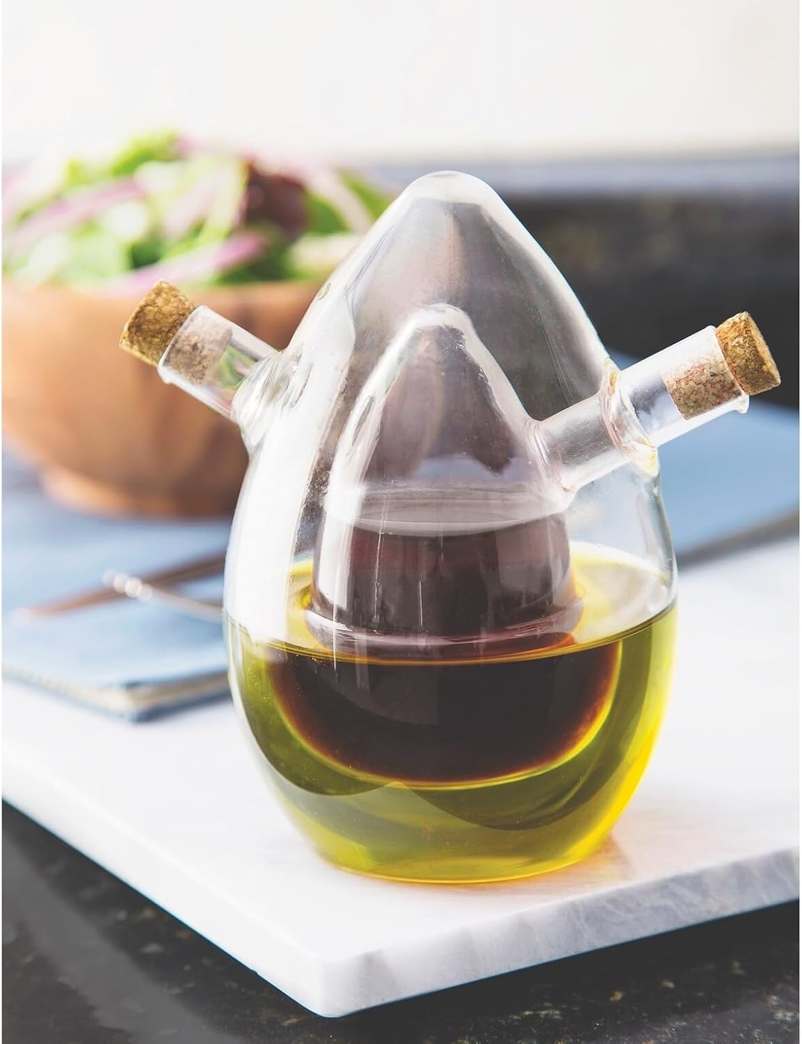 Fox Run 7050 Run Grape Motif Oil and Vinegar Cruet Dispenser Bottle, Clear Borosilicate Glass