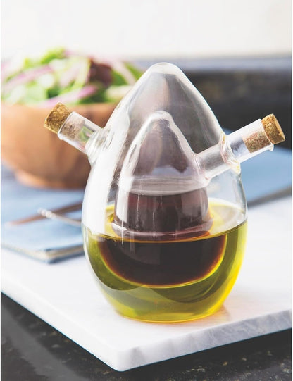Fox Run 7050 Run Grape Motif Oil and Vinegar Cruet Dispenser Bottle, Clear Borosilicate Glass