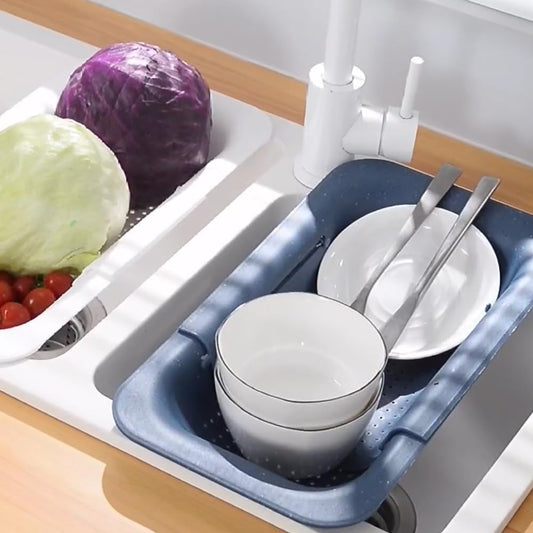 Nice Day Colander Strainer Over The Sink, Collapsible Colander Extendable Plastic Fruit Vegetable Strainer Drainer Basket for Kitchen