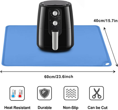 Standard Silicone Mat,Black Baking Mat-Food Grade Kids Dinner Table Placemat Non Slip Counter Mat with Raised Edges Heat Resistant Mat for Air Fryer Nonstick Pastry Dough Mat(1 Pack 23.6'' x 15.7'')