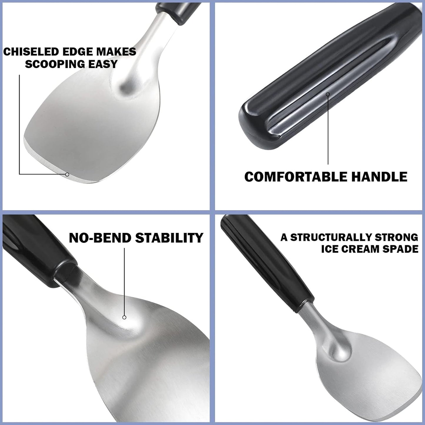 2 Pack Ice Cream Spade - Stainless Steel Flat Ice Cream Paddle, Scooper for Hard or Creamy Dessert Spade Butter Cutter
