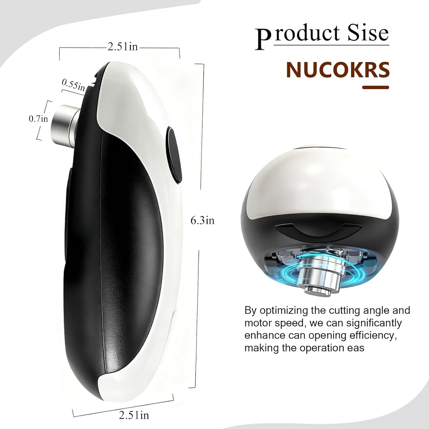 Electric Can Opener for Seniors & Arthritis - Rechargeable Automatic with One-Touch Open and Smooth Edge Cutting, Lid Remover, Food-Safe Stainless Steel Blade Easy to Use Hands-Free, Black