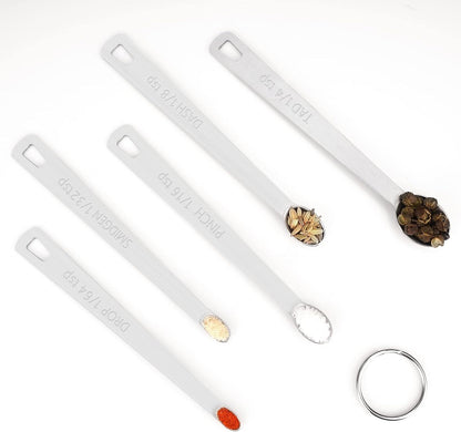 Mini Measuring Spoon Set, Heavy Duty Stainless Steel Measuring Spoons for Cooking Baking, Tablespoon Teaspoon for Dry or Liquid Ingredients, Fits in Spice Jar, 1/64 1/32 1/16 1/8 1/4 tsp