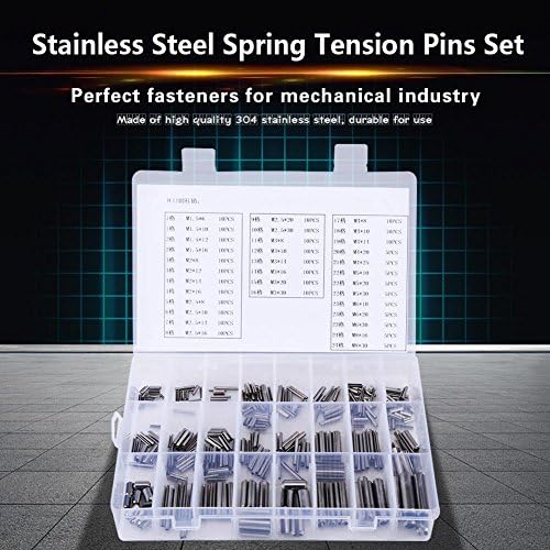 280Pcs Stainless Steel Roll Pin Assortment Kit Metric Slotted Spring Pins M1.5 to M8 Split Tension Pins for Automotive Machinery Industrial Repair