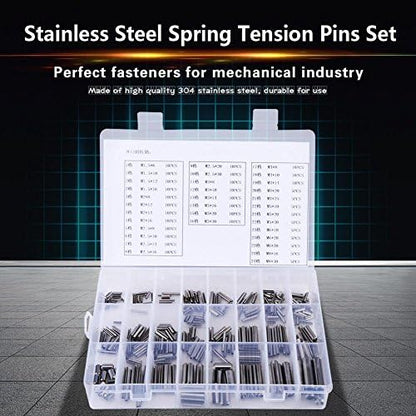 280Pcs Stainless Steel Roll Pin Assortment Kit Metric Slotted Spring Pins M1.5 to M8 Split Tension Pins for Automotive Machinery Industrial Repair