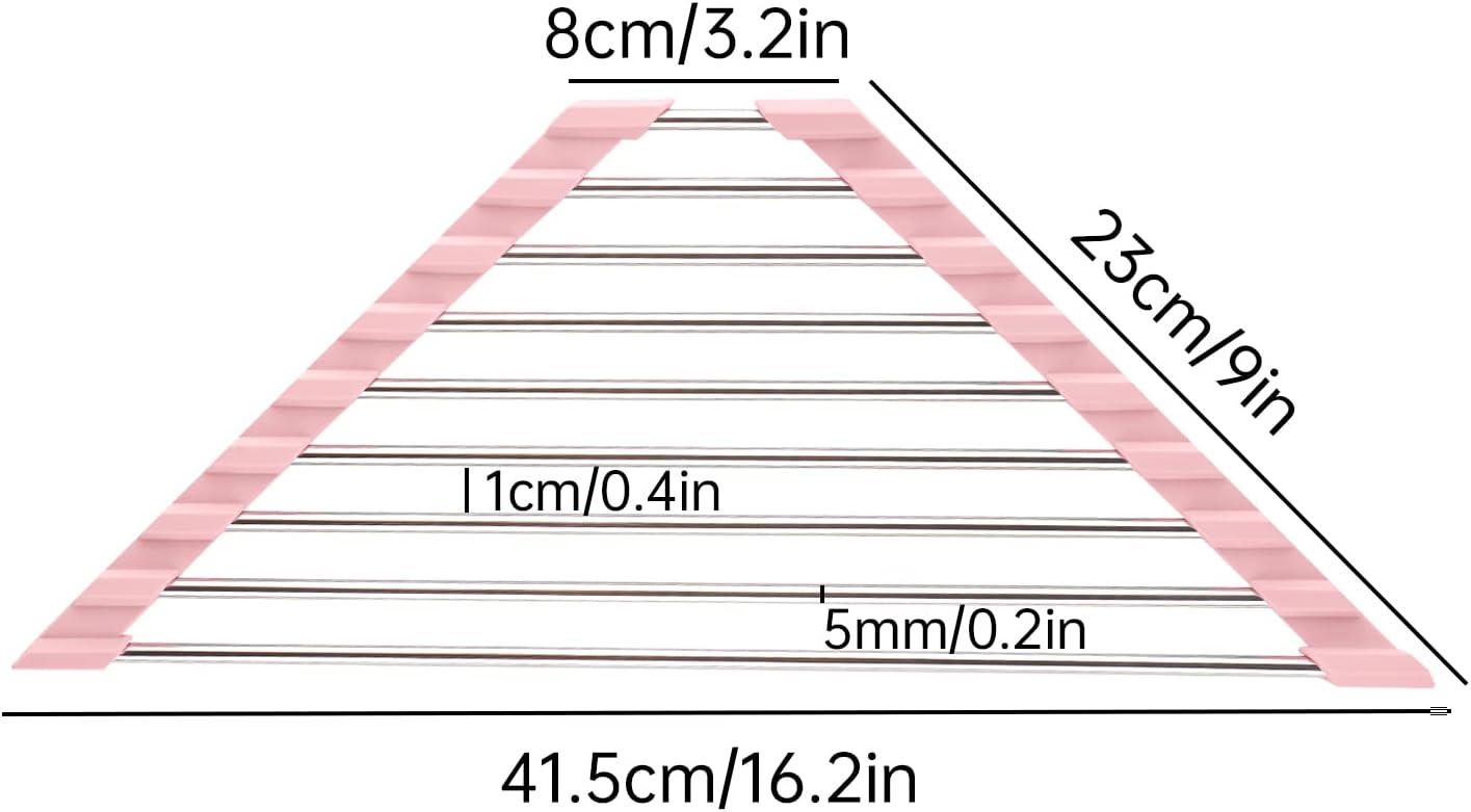 Tomorotec Triangle Foldable Dish Drying Rack, Small Roll-Up Stainless Steel Over Sink Drainer for Kitchen Sink Corner, Rustproof Multipurpose Organizer(Pink)
